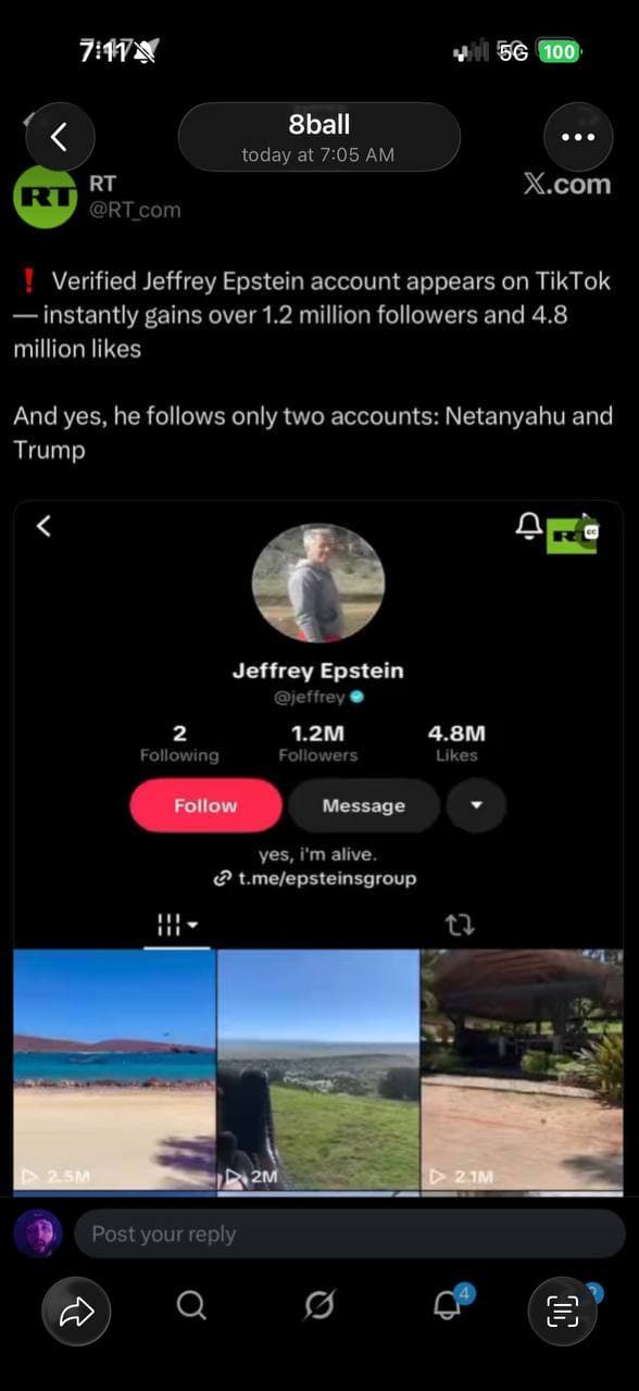 Jeffrey Epstein Verified TikTok Account Goes Viral: Is the Elderly Man in the Videos Really Him? Watch